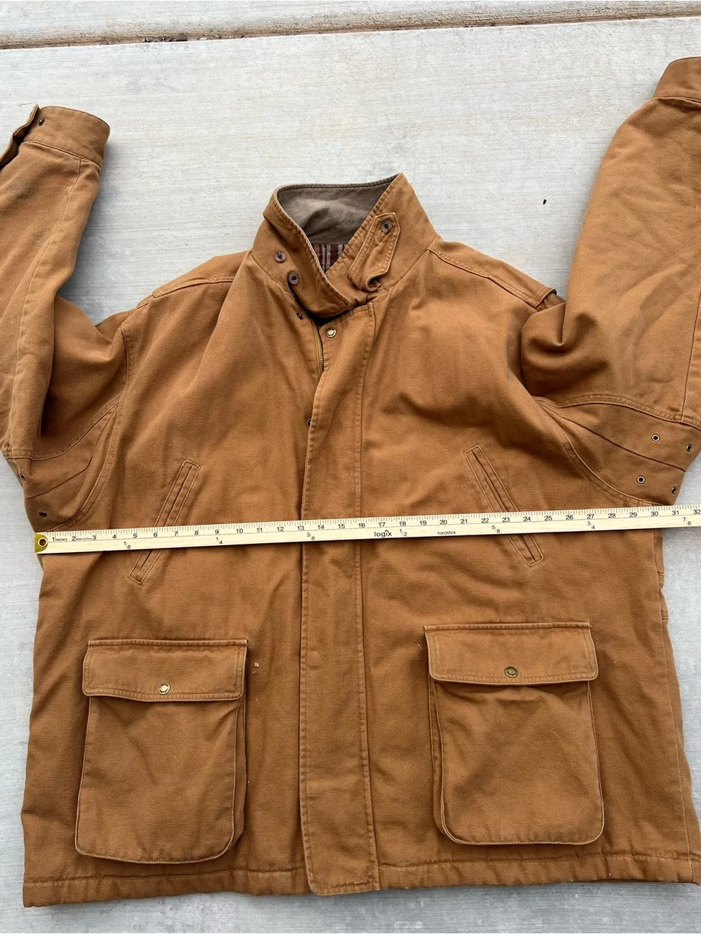 Cabelas Barn Field Jacket Men's 3XL Brown Canvas Plaid Lined Hunting Workwear